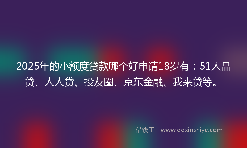 2025年的小额度贷款哪个好申请18岁有：51人品贷、人人贷、投友圈、京东金融、我来贷等。