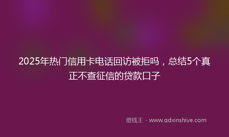 2025年热门信用卡电话回访被拒吗，总结5个真正不查征信的贷款口子