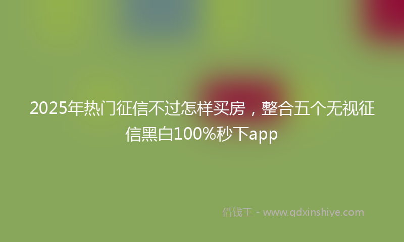 2025年热门征信不过怎样买房，整合五个无视征信黑白100%秒下app