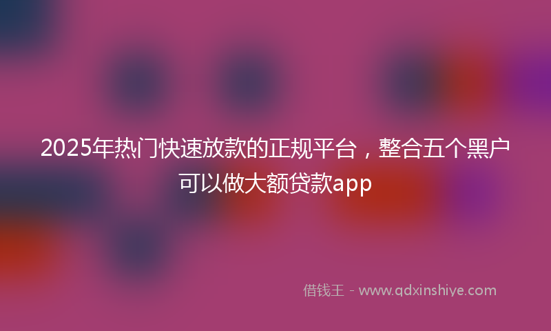 2025年热门快速放款的正规平台，整合五个黑户可以做大额贷款app