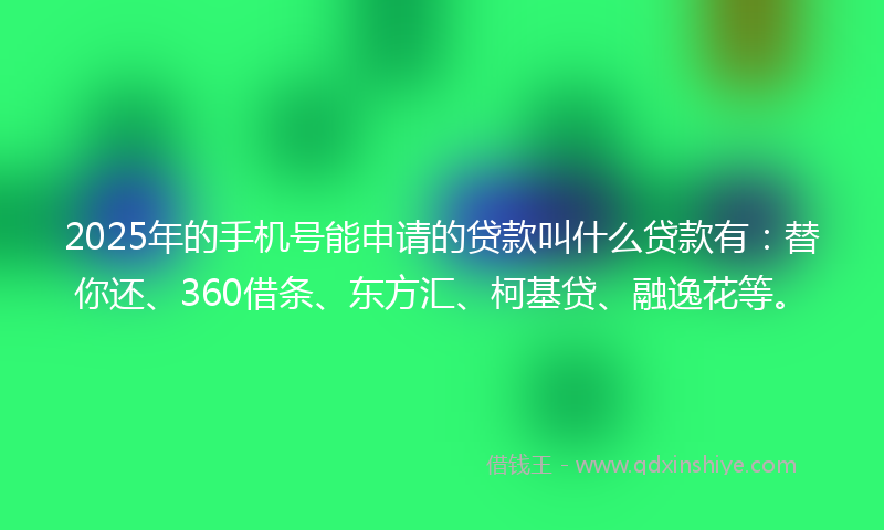 2025年的手机号能申请的贷款叫什么贷款有：替你还、360借条、东方汇、柯基贷、融逸花等。