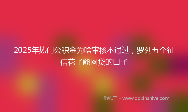2025年热门公积金为啥审核不通过，罗列五个征信花了能网贷的口子