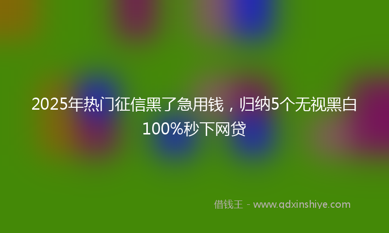 2025年热门征信黑了急用钱，归纳5个无视黑白100%秒下网贷