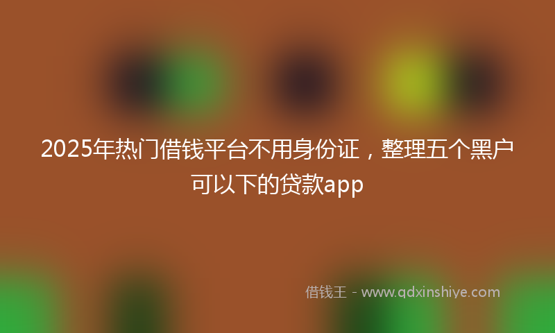 2025年热门借钱平台不用身份证，整理五个黑户可以下的贷款app