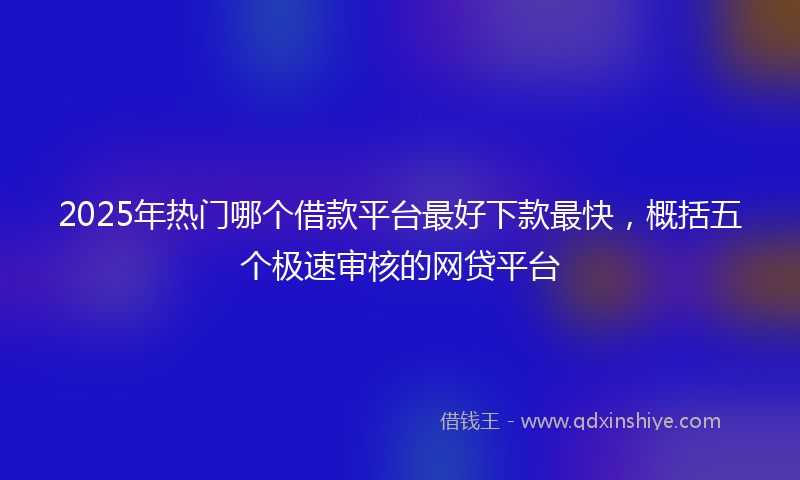 2025年热门哪个借款平台最好下款最快，概括五个极速审核的网贷平台