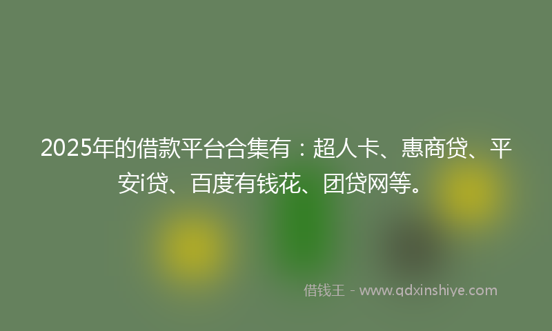 2025年的借款平台合集有：超人卡、惠商贷、平安i贷、百度有钱花、团贷网等。