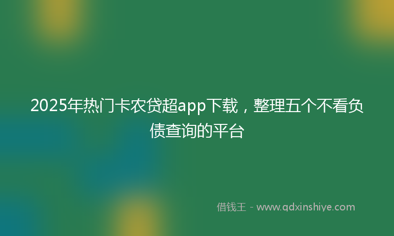 2025年热门卡农贷超app下载，整理五个不看负债查询的平台