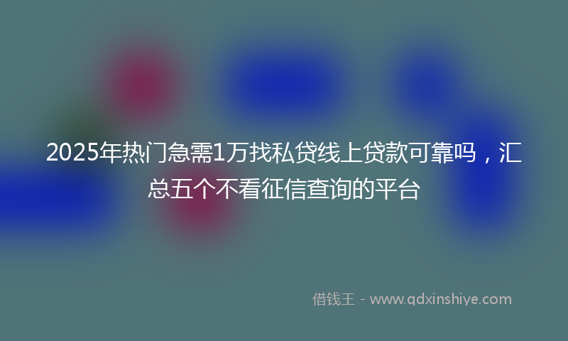2025年热门急需1万找私贷线上贷款可靠吗，汇总五个不看征信查询的平台