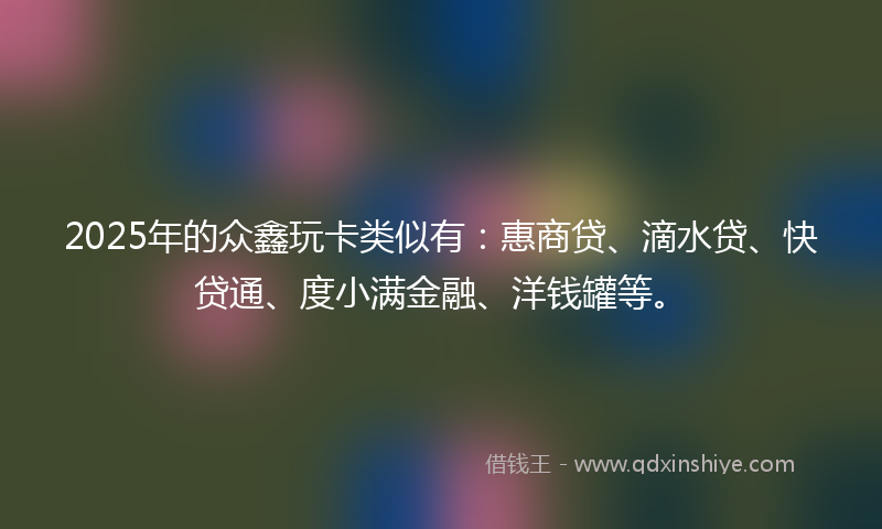 2025年的众鑫玩卡类似有：惠商贷、滴水贷、快贷通、度小满金融、洋钱罐等。