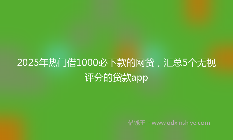 2025年热门借1000必下款的网贷，汇总5个无视评分的贷款app