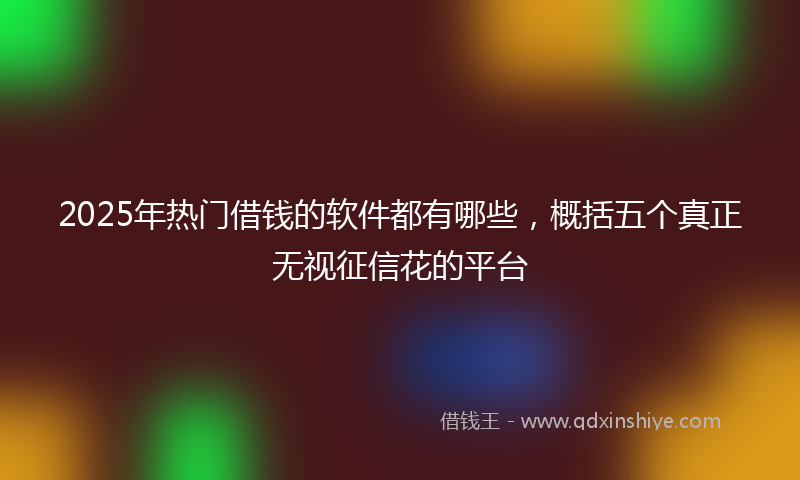2025年热门借钱的软件都有哪些，概括五个真正无视征信花的平台