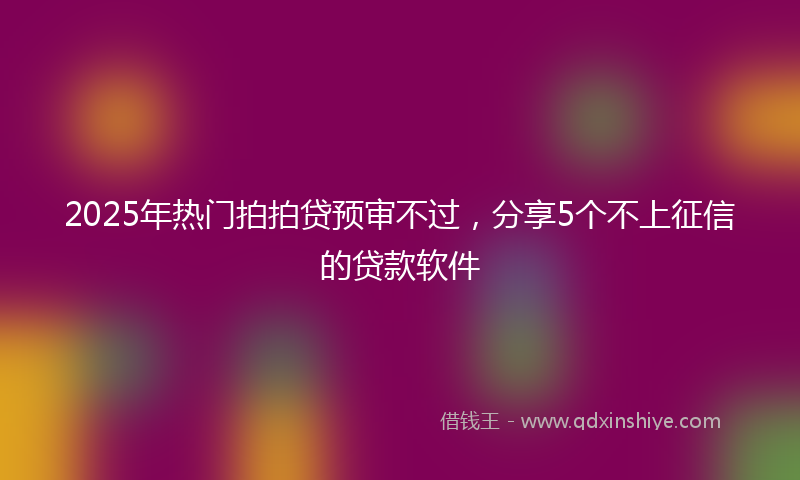 2025年热门拍拍贷预审不过，分享5个不上征信的贷款软件