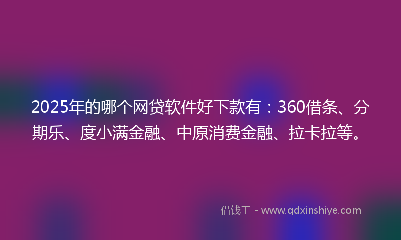 2025年的哪个网贷软件好下款有：360借条、分期乐、度小满金融、中原消费金融、拉卡拉等。