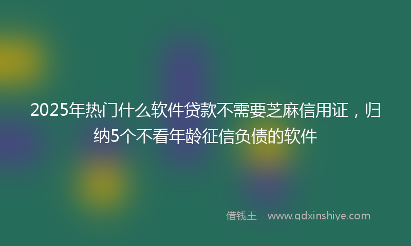 2025年热门什么软件贷款不需要芝麻信用证，归纳5个不看年龄征信负债的软件