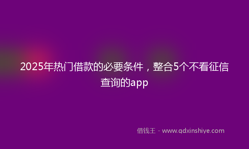2025年热门借款的必要条件，整合5个不看征信查询的app