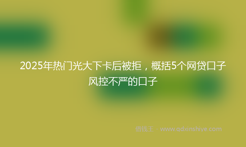 2025年热门光大下卡后被拒，概括5个网贷口子风控不严的口子