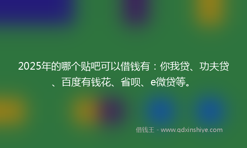 2025年的哪个贴吧可以借钱有：你我贷、功夫贷、百度有钱花、省呗、e微贷等。