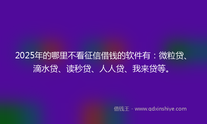 2025年的哪里不看征信借钱的软件有：微粒贷、滴水贷、读秒贷、人人贷、我来贷等。
