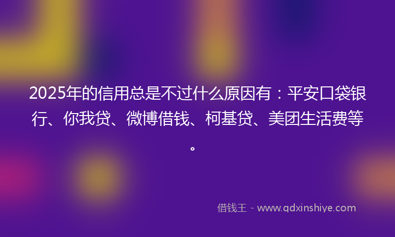 2025年的信用总是不过什么原因有：平安口袋银行、你我贷、微博借钱、柯基贷、美团生活费等。