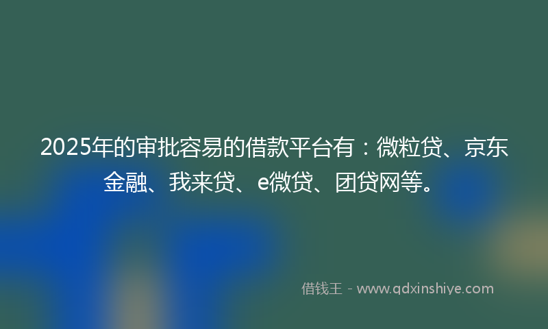 2025年的审批容易的借款平台有：微粒贷、京东金融、我来贷、e微贷、团贷网等。