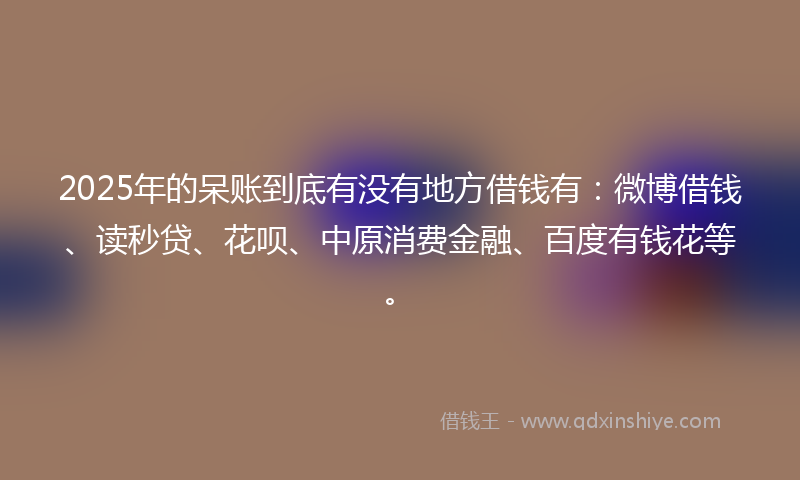 2025年的呆账到底有没有地方借钱有：微博借钱、读秒贷、花呗、中原消费金融、百度有钱花等。