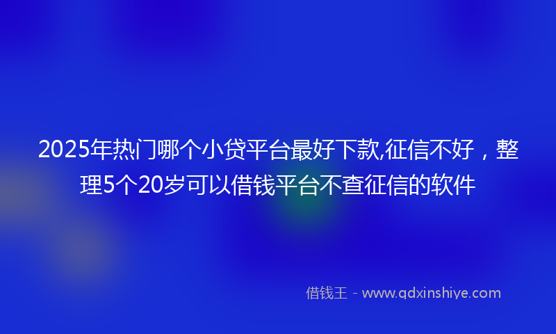 2025年热门哪个小贷平台最好下款,征信不好，整理5个20岁可以借钱平台不查征信的软件