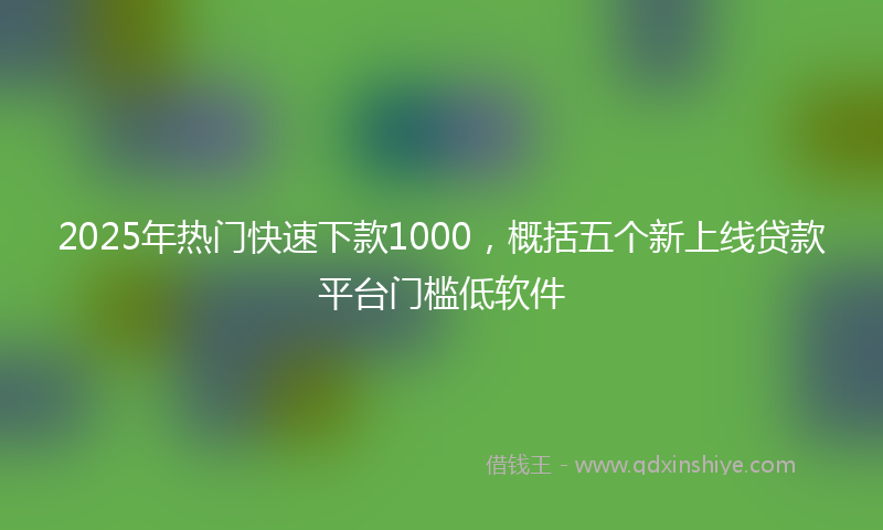 2025年热门快速下款1000，概括五个新上线贷款平台门槛低软件