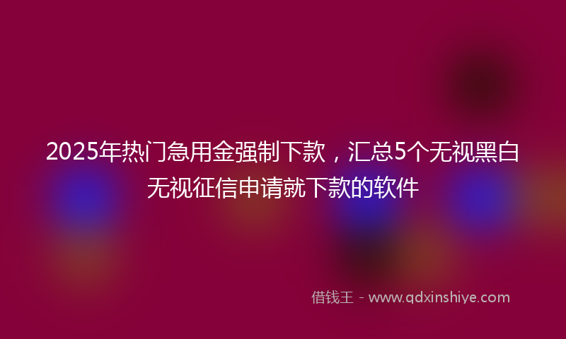 2025年热门急用金强制下款，汇总5个无视黑白无视征信申请就下款的软件