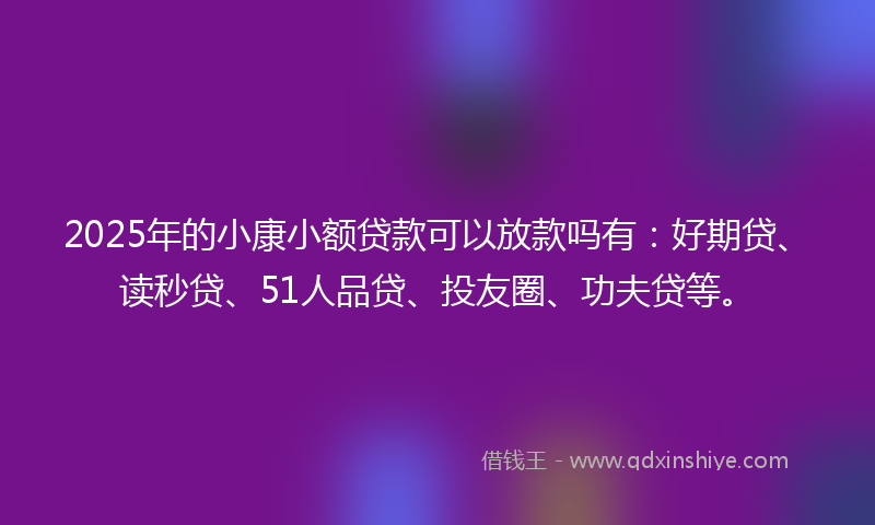 2025年的小康小额贷款可以放款吗有：好期贷、读秒贷、51人品贷、投友圈、功夫贷等。