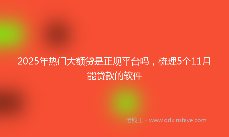 2025年热门大额贷是正规平台吗，梳理5个11月能贷款的软件