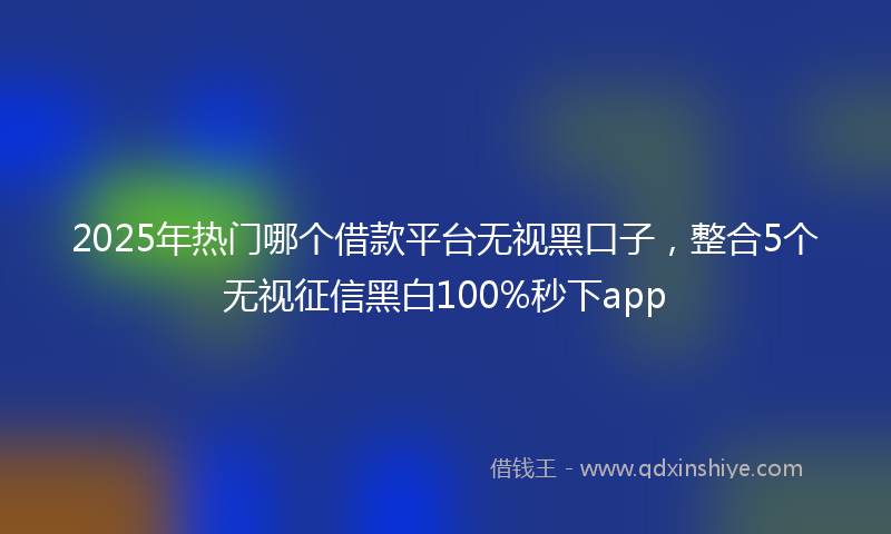 2025年热门哪个借款平台无视黑口子，整合5个无视征信黑白100%秒下app