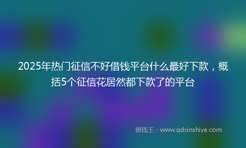 2025年热门征信不好借钱平台什么最好下款，概括5个征信花居然都下款了的平台