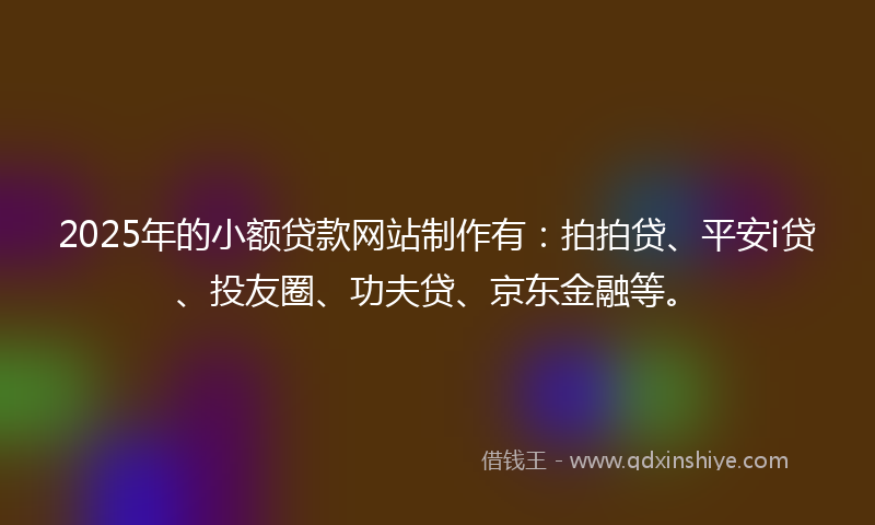 2025年的小额贷款网站制作有：拍拍贷、平安i贷、投友圈、功夫贷、京东金融等。