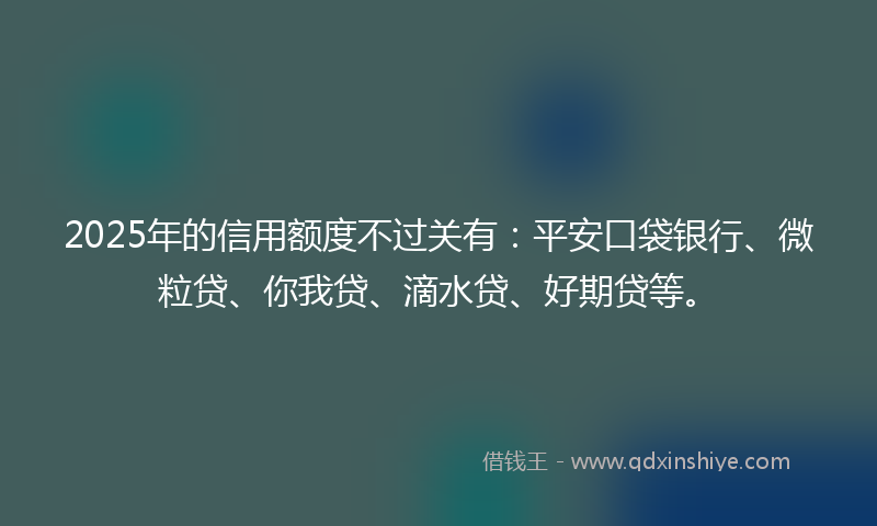 2025年的信用额度不过关有：平安口袋银行、微粒贷、你我贷、滴水贷、好期贷等。