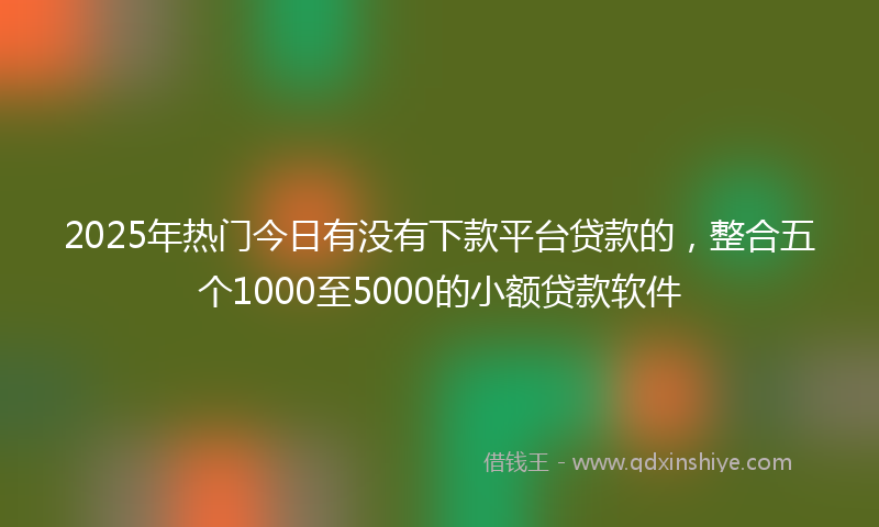 2025年热门今日有没有下款平台贷款的，整合五个1000至5000的小额贷款软件