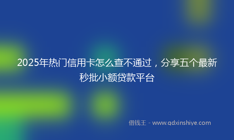 2025年热门信用卡怎么查不通过，分享五个最新秒批小额贷款平台