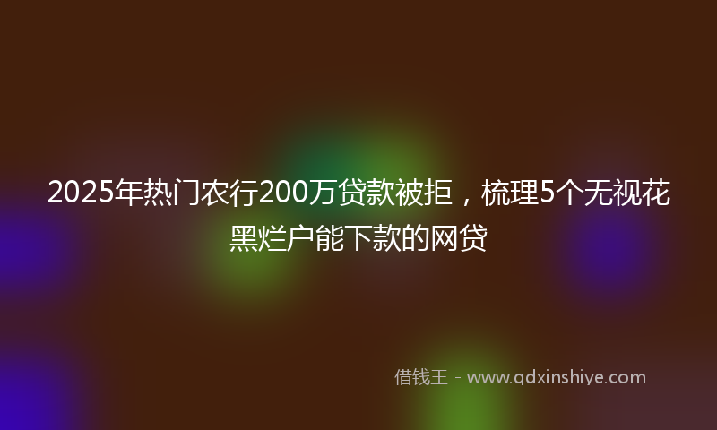 2025年热门农行200万贷款被拒，梳理5个无视花黑烂户能下款的网贷