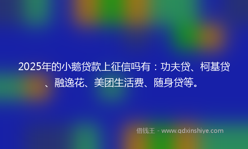 2025年的小鹅贷款上征信吗有：功夫贷、柯基贷、融逸花、美团生活费、随身贷等。