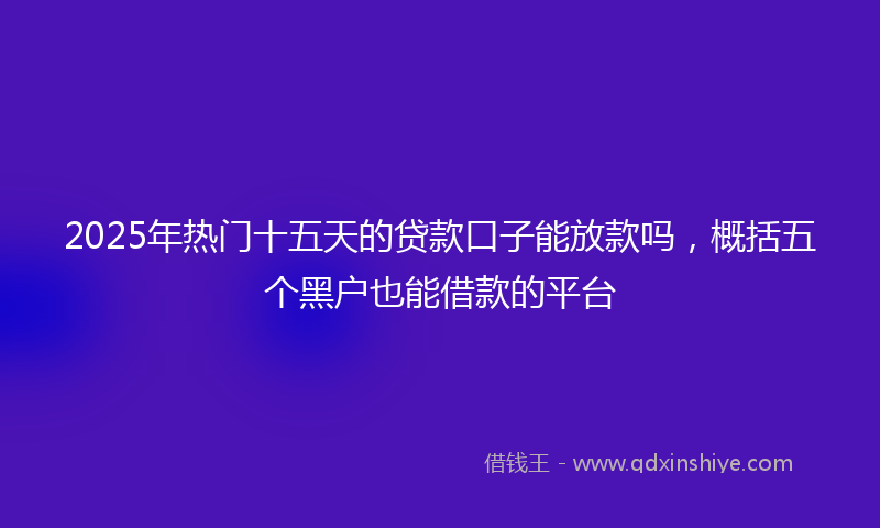 2025年热门十五天的贷款口子能放款吗，概括五个黑户也能借款的平台