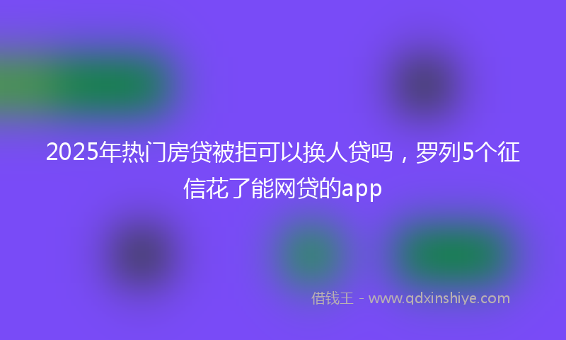 2025年热门房贷被拒可以换人贷吗，罗列5个征信花了能网贷的app