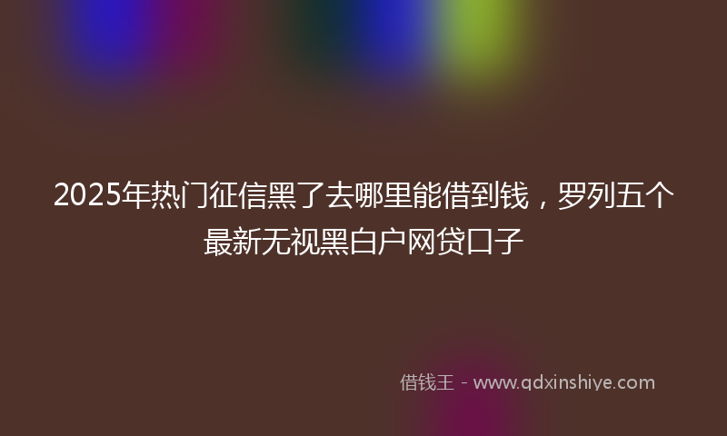2025年热门征信黑了去哪里能借到钱，罗列五个最新无视黑白户网贷口子