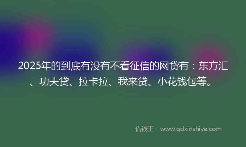 2025年的到底有没有不看征信的网贷有：东方汇、功夫贷、拉卡拉、我来贷、小花钱包等。