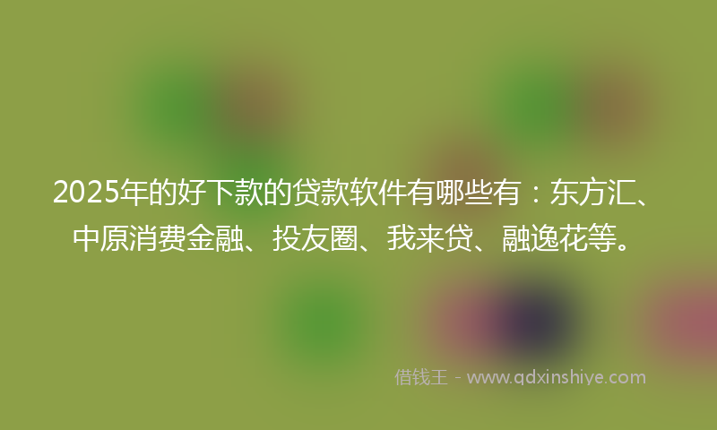 2025年的好下款的贷款软件有哪些有：东方汇、中原消费金融、投友圈、我来贷、融逸花等。