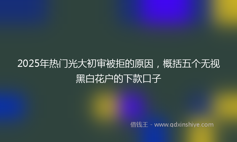 2025年热门光大初审被拒的原因，概括五个无视黑白花户的下款口子