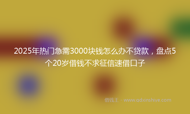 2025年热门急需3000块钱怎么办不贷款，盘点5个20岁借钱不求征信速借口子