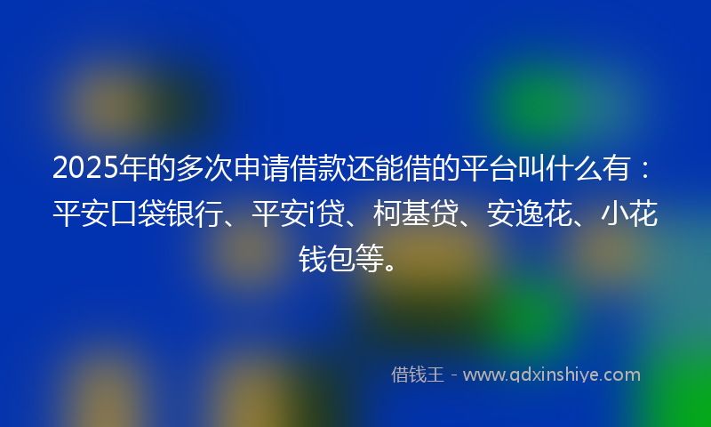 2025年的多次申请借款还能借的平台叫什么有：平安口袋银行、平安i贷、柯基贷、安逸花、小花钱包等。