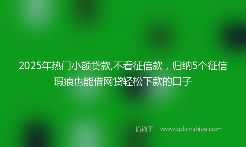 2025年热门小额贷款,不看征信款，归纳5个征信瑕疵也能借网贷轻松下款的口子