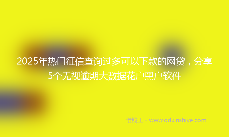 2025年热门征信查询过多可以下款的网贷，分享5个无视逾期大数据花户黑户软件