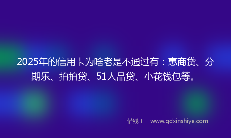 2025年的信用卡为啥老是不通过有：惠商贷、分期乐、拍拍贷、51人品贷、小花钱包等。