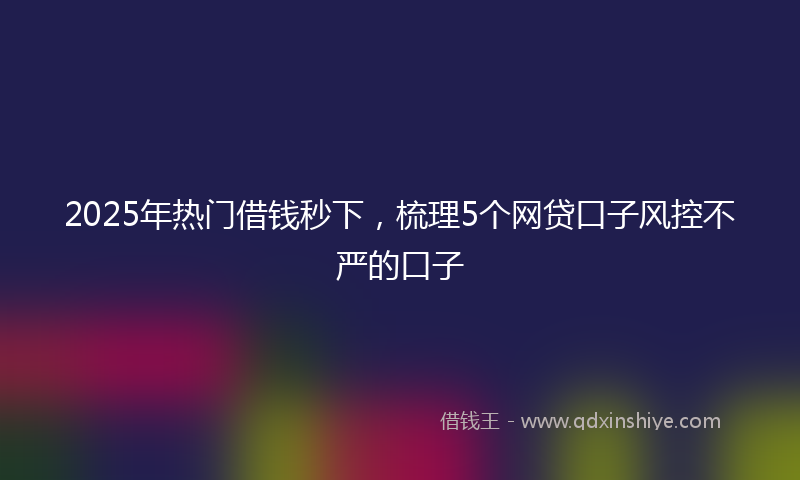 2025年热门借钱秒下，梳理5个网贷口子风控不严的口子